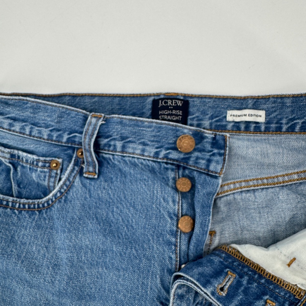 J.Crew High-Rise Straight Premium Edition Blue Button Fly Jeans Size 30 - Picture 6 of 10